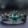Black Color Inlaid with Green Stone Rings Set Round Flower Party Engagement Wedding Rings for Women Jewelry - Image 6