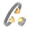 Heart Bracelets Cuff Mesh Adjustable Opening Bangle Heart Love Mesh Rings For Women Men Lover Couple Wedding Jewelry Set - Image 1