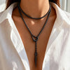 Black Silver Plated Punk Layered Chain Alloy Necklace Hollow Heart Cone Spike Y Drop Necklace For Streetwear - Image 3