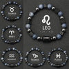12 Constellation Blue Coral Lava Stone Stone Beads Bracelet For Men Couple Rope Friendship Zodiac - Image 1