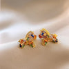 Gold Plated Full Zircon Horse Stud Earrings for Women Cute Colorful Animal Zodiac Ear Studs Dedicate Jewelry Gifts K1 - Image 3