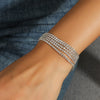 Wedding Bridal Jewelry 1-10 Row Cuff CZ Rhinestone Crystal Stretch Strand Bracelet Bangle - Image 8
