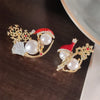 Alloy Snowman Brooch Pin with Pearl Details and Red Hat - Image 12
