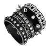 Vintage Leather Bracelets Punk Row Cuspidal Spikes Rivet Stud Wide Cuff PU Leather Punk Gothic Rock Unisex goth accessories - Image 1