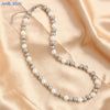 Mhs.sun 4/6/8/10MM Pearl Stainless Steel Bead Necklaces Classic Gold Plated For Women Men Daily Party Jewelry Gifts - Image 28