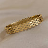 316L Stainless Steel Bracelet Bangle for Women Glossy Gold Plated Oval Link Wide Cuff Bracelets Jewelry - Image 1