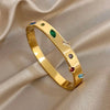 Irregular Colorful Zircon Cuff Bangle for Women Stylish Gold Plated Stainless Steel Smooth Wrist Bracelets Jewelry - Image 1