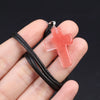 Charm Natural Semiprecious Stone Cross Shape Crystal Tiger Eye Agate Pendant Necklace Jewelry Gift for Women 25x18mm - Image 46