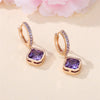 Dainty Female Purple Square Round Zircon Stone Hoop Earrings Cute Gold Color Girlfriend Gifts Wedding Jewelry For Women - Image 3