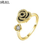 Rose Flower Rotating Ring For Women Spinner Fidgets Heart Charm Adjustable Open Rings Star Moon - Image 19