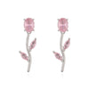 Gold Plated Rose Flower Stud Earrings for Women Brilliant Cubic Zirconia Dangle Earrings Elegant Brass Flower Drop Earrings - Image 9