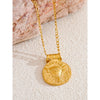 Exclusive 12 Constellation Pendant Necklace Stainless Steel Hammered Vintage Golden Plated Jewelry - Image 16