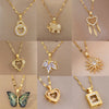 Classic Gold Color Stainless Steel Necklace For Women Shiny Zircon Geometric Heart Pendant Necklaces Jewelry Gift - Image 1