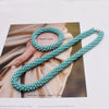 Woven Bead Necklace Glass Beaded Bohemian Statement Necklace Bracelet Hair Accessory Set For Women Jewelry Gift - Image 7