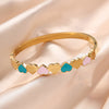 Heart Shape Charm Cuff Bangles Stainless Steel Wristband Wedding Women Female Jewelry Gift - Image 4