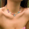 Colorful Seed Bead Woven Flower Choker Necklace - Image 7