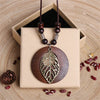 Ethnic Style Round Wood Beads Alloy Leaf Pendant Necklace For Women Girl Bohemian Sweater Chain Vintage Jewelry Accessories Gift - Image 7