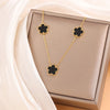 Gold Plated Stainless Steel Necklace Woman Five Leaf Petals Double Sided Necklaces for Women Pendant Flower Clover Jewelry - Image 4