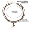 KunJoe 2pcs/set Stone Pendant Necklace for Men Vintage Wood Beads Skin Wax Thread Choker Necklace - Image 4