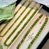 Green Stone Round Beads Necklace French Jewelry For Girls Women's Sexy Collarbone Chain Accessories - Image 1