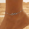 Simple Double Zircon Cross 8 Shape Word Anklet For Women Hollow Love Heart Thin Chain Anklets Beach Foot Minimalist Jewelry - Image 2