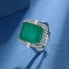 Silver Vintage Green Square Zircon Diamond Ring Anniversary Birthday Wedding Party Gift - Image 2