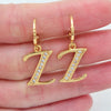 Gold Color Clear Zircon CZ Name Alphabet Initial Letter Dangle Earrings for Women - Image 15
