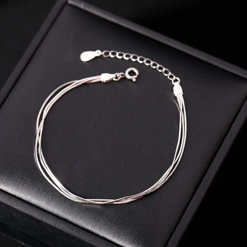 Silver Bracelets for Women Simple Korean Multi Layer Coil Adjustable Bracelets Party Wedding Jewelry Gifts - Image 1