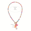 Sea Life Charm Beaded Choker Necklace with Multicolor Rice Beads - Image 8