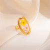 316L Stainless Steel Heart Oval Immortal Flower Open Ring For Women Glamorous Dopamine Jewelry Gifts - Image 3