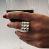 Punk Checkered Texture Ring Simple Square Ring Classic Jewelry For Women - Image 1