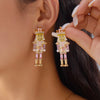 Cute Nutcracker Soldier Pendant Earrings For Women Shiny Rhinestone Imitation Pearl Elegant Earrings Christmas Year Jewelry - Image 5