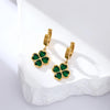 316L Stainless Steel Green Clover Zircon Necklace Bracelet Earrings For Women Party Gift Jewelry 3-Set - Image 7