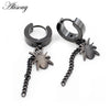 2PCS Stainless Steel Star Cross Snake Spike Skull Sword Blade Chain Feather Spider Dangle Women Men Huggie Hoop Earrings - Image 14