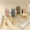 1 set of C-shaped stainless steel gold-plated silver open metal hollow decoration women's bracelet - Image 1