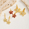 Gold Plated Five-petal Flower Wine Red Lacquered Earrings for Women Enamel Flower Ear Jewelry Holiday Party Gifts - Image 2
