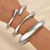 Stainless Steel Glossy Teardrop Cuff Bangle Set For Women Exaggerated Geometric Chunky Metal Bracelets Punk Rock Jewelry - Image 3