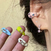 Y2K Colorful Dropping Glaze No Piercing Ear Cuff Earrings Sweet Zircon Hoop Ear Clip Studs Earring Girls Women Jewelry - Image 3