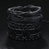 5pcs Punk rock black leather braid bracelet for men women - Image 2