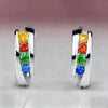 Brass Hoop Earrings with Cubic Zirconia Details in Gold-Tone and Silver-Tone - Image 9