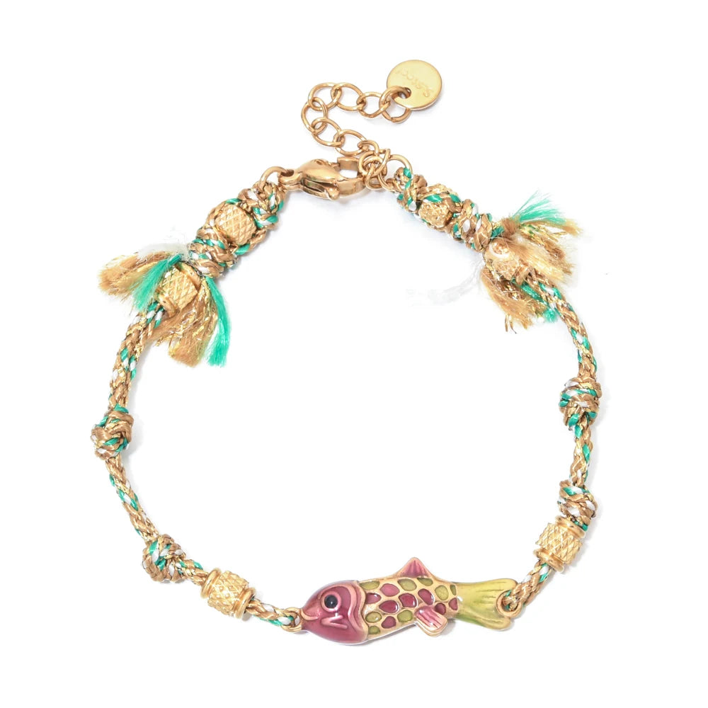 Boho Vintage Stainless Steel Charm Colorful Rope Braided Handmade Bracelets for Women Wrist Enamel Jewelry Gift - Image 1