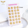 12 Pairs Set Golden Stainless Steel Flower Stud Earrings For Women Girls Ear Jewelry Gifts Bulk - Image 3
