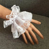 1 Pair Lolita Hand Sleeve Wrist Cuffs Ruffled Floral Black Lace Elastic Bracelet Elegant Women Girls Wrist Warmers Gloves Gift - Image 5