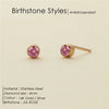 Stainless Steel Birthstone Earrings Pierced Gold Push-Pull Earrings Simple Ladies Holiday Party Gifts - Image 18