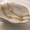 Green White Oval Zircon Bracelet For Women Minimalist Gold Pvd Plated Stainless Steel Bracelet Jewelry Gift - Image 5