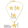 Stainless Steel Simple Exaggerated Large Flowers Pendant Necklace Ring Earrings Jewelry Set Female Creative Gift - Image 7