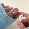 Women Stainless Steel Wave Ring Minimalist Statement Daily Beach Party Finger Jewelry - Image 2