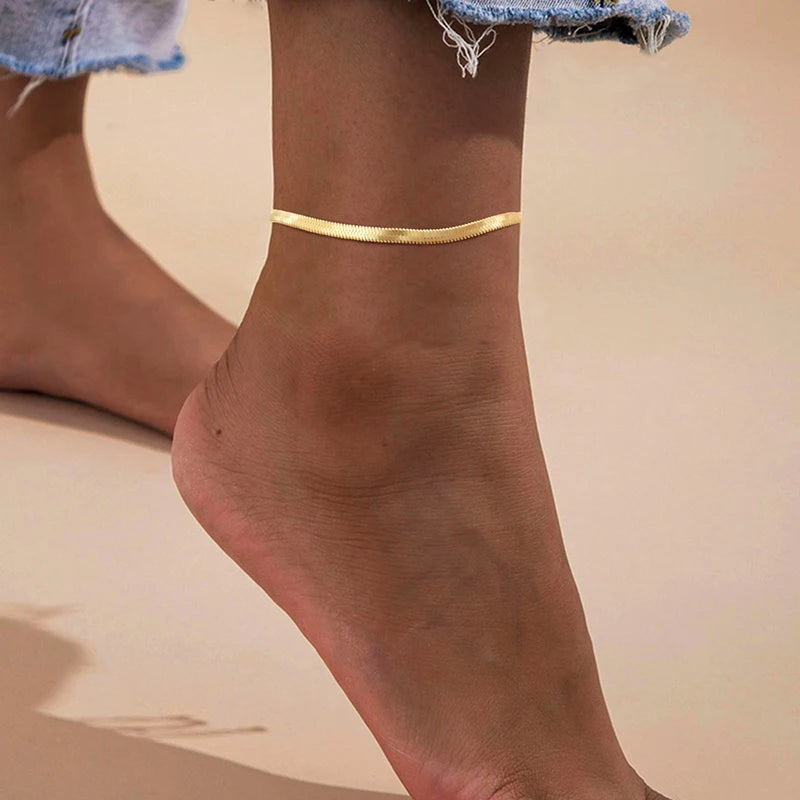 Snake Chain Anklet for Women Girls Adjustable Summer Beach Chain Anklet Bracelet Mother's Day Gifts Stainless Steel Not Allergic - Image 1