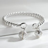 Silver Big Bangles Bracelet Cute Charms for Women Lady Jewelry Adjustment Cuff Wedding - Image 27