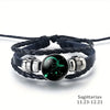 Vintage 12 Zodiac Sign Leather Bracelet Sporty Constellation Glass Snap Button Bracelets For Men Women - Image 12